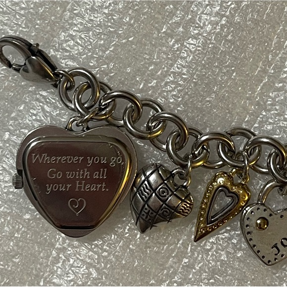 Brighton Power of Pink Breast Cancer Charm Bracelet Watch Silver Gold + Bag💞 - Picture 4 of 17